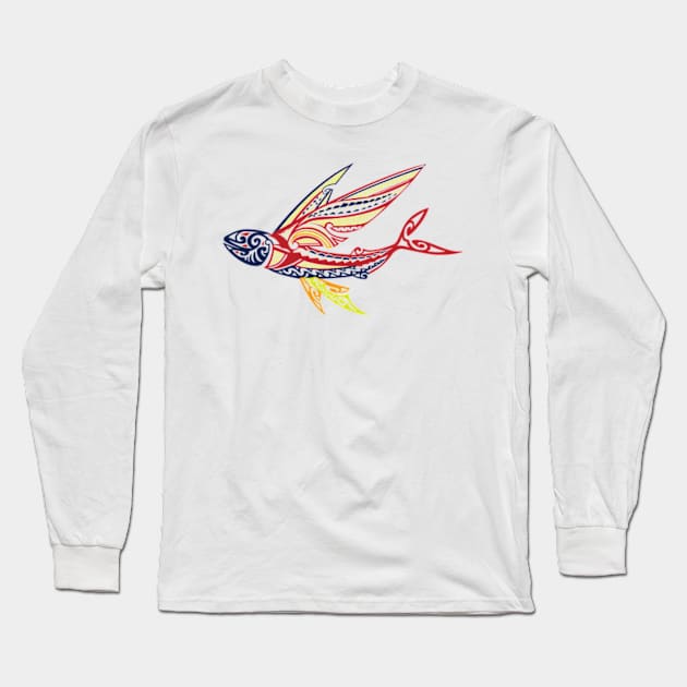 Abstract Flying Fish Long Sleeve T-Shirt by DezinerFiles